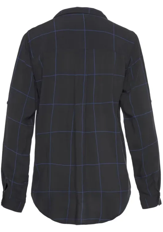 Outlet LASCANA Hemdbluse Schwarz-Blau