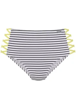 New Venice Beach Highwaist-Bikini-Hose"Camie" Schwarz-Weis-Limette