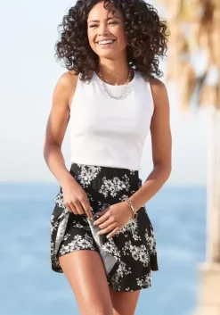 Online LASCANA Hosenrock Schwarz-Creme-Bedruckt