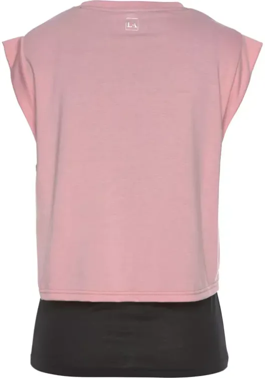 Sale LASCANA ACTIVE 2-In-1-Shirt"Tropical" Rosa-Schwarz