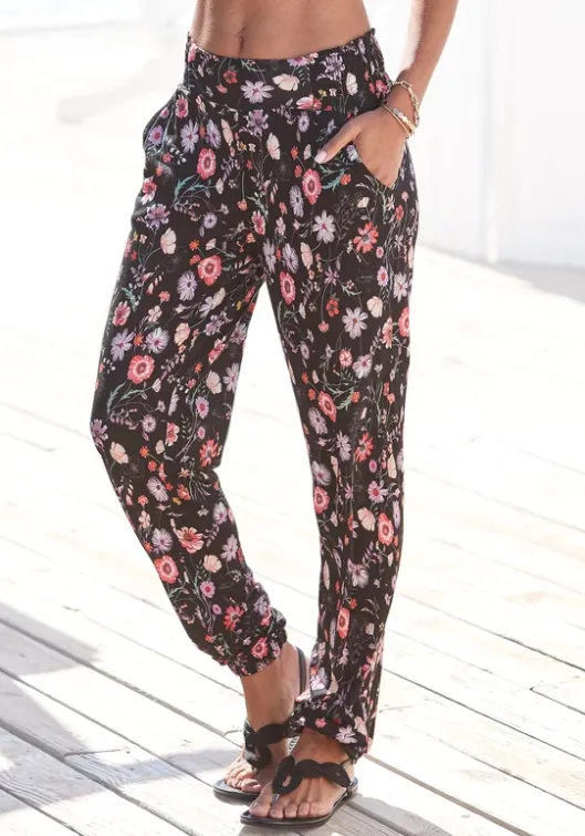 Discount LASCANA Jerseyhose Schwarz-Bedruckt