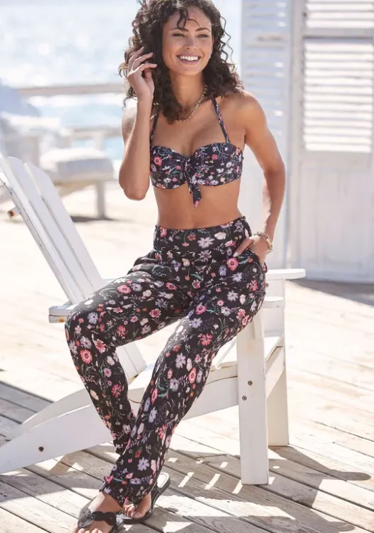 Discount LASCANA Jerseyhose Schwarz-Bedruckt