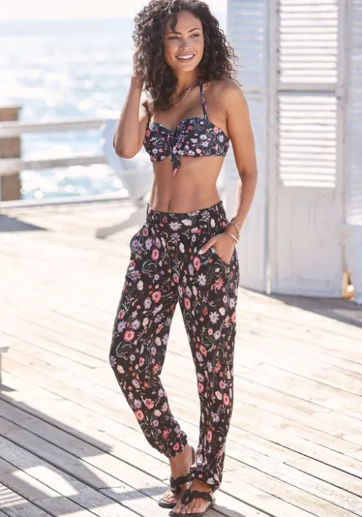 Discount LASCANA Jerseyhose Schwarz-Bedruckt