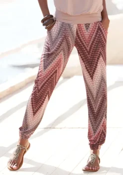 Best LASCANA Jerseyhose Sand-Bordeaux Bedruckt