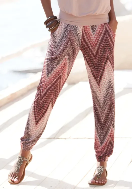 Best LASCANA Jerseyhose Sand-Bordeaux Bedruckt