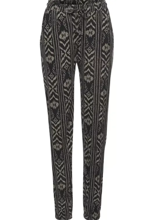 Clearance LASCANA Jerseyhose Schwarz-Creme-Bedruckt