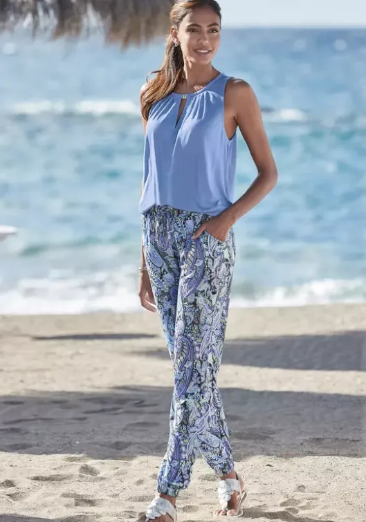 New LASCANA Jerseyhose Blau-Bedruckt