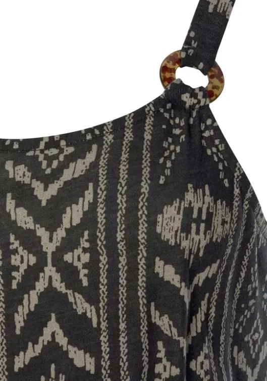 Outlet LASCANA Jerseykleid Schwarz-Creme-Bedruckt