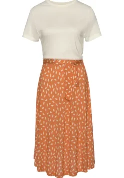 Hot Vivance Jerseykleid Orange-Creme Bedruckt