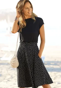 Beachtime Jerseykleid Schwarz-Gepunktet-Bedruckt