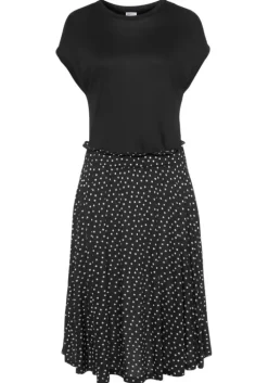 Beachtime Jerseykleid Schwarz-Gepunktet-Bedruckt