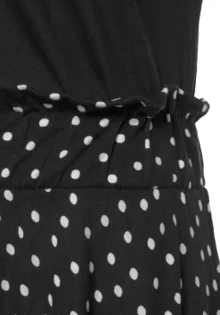 Beachtime Jerseykleid Schwarz-Gepunktet-Bedruckt