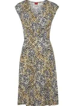 Discount s.Oliver Jerseykleid Schwarz-Gelb Bedruckt