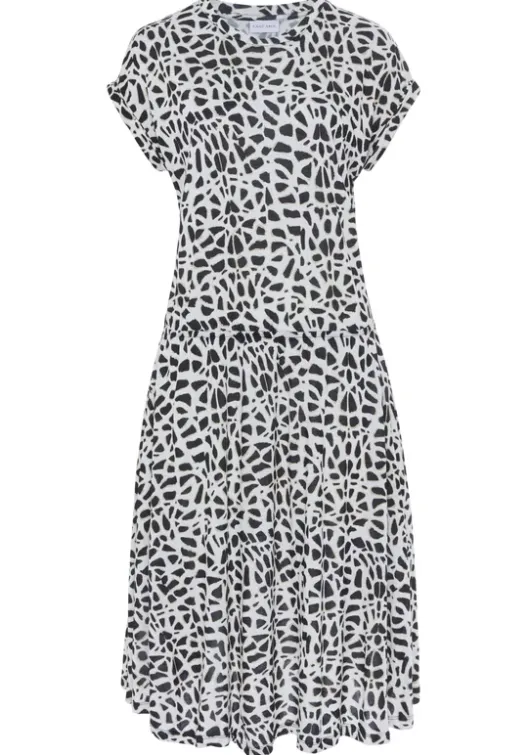 Best LASCANA Jerseykleid Creme-Schwarz Bedruckt