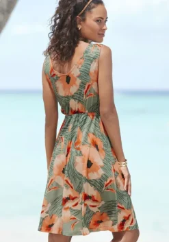 Best LASCANA Jerseykleid Grun-Orange Bedruckt