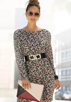 Clearance LASCANA Jerseykleid Schwarz-Bedruckt