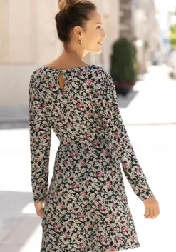 Clearance LASCANA Jerseykleid Schwarz-Bedruckt