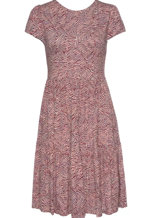 Outlet Vivance Jerseykleid Rot-Apricot-Blau Bedruckt