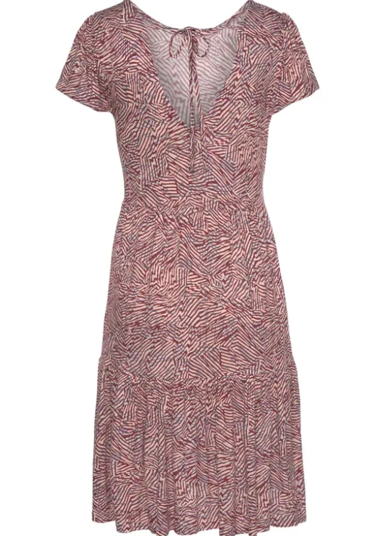 Outlet Vivance Jerseykleid Rot-Apricot-Blau Bedruckt