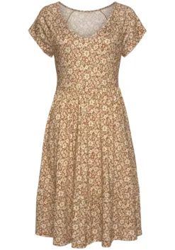 Discount Buffalo Jerseykleid Braun-Creme-Bedruckt