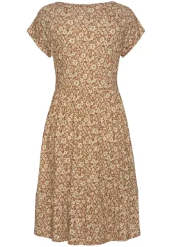 Discount Buffalo Jerseykleid Braun-Creme-Bedruckt