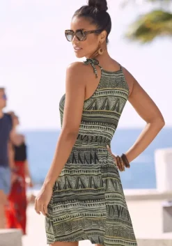 Clearance Beachtime Jerseykleid Schwarz-Grun-Bedruckt