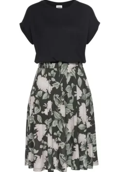 Outlet Buffalo Jerseykleid Schwarz-Rosa-Bedruckt