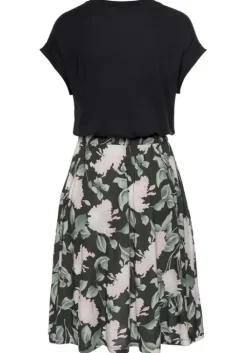 Outlet Buffalo Jerseykleid Schwarz-Rosa-Bedruckt