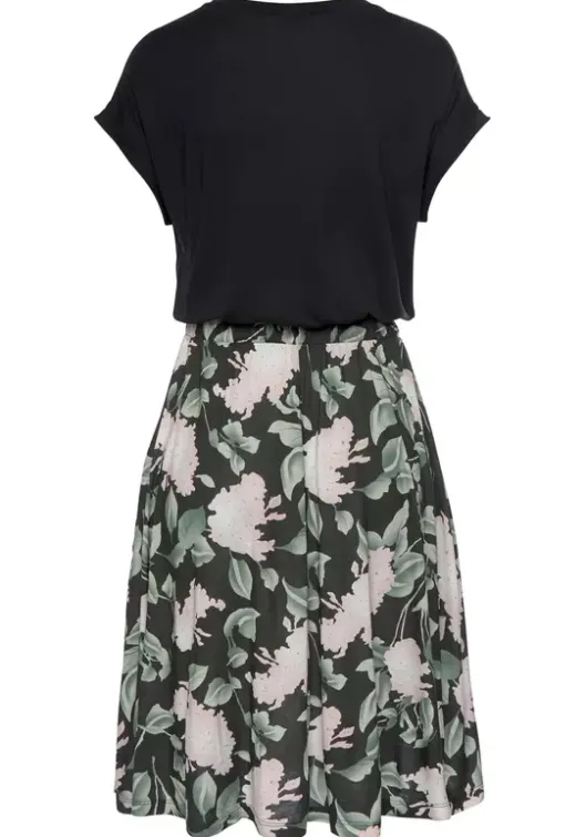 Outlet Buffalo Jerseykleid Schwarz-Rosa-Bedruckt