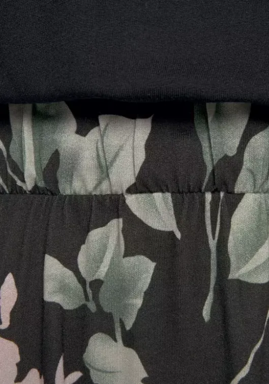 Outlet Buffalo Jerseykleid Schwarz-Rosa-Bedruckt