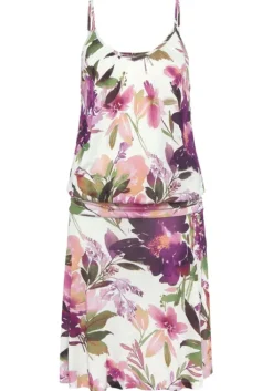 Sale Beachtime Jerseykleid Weis Bedruckt
