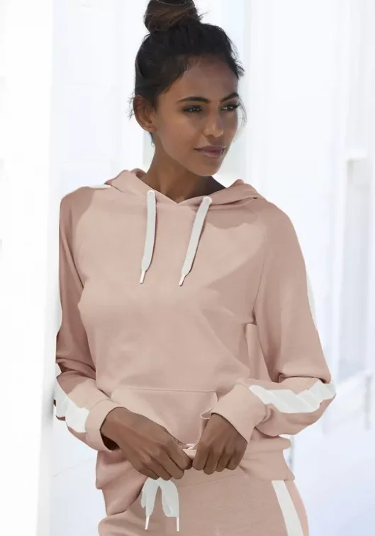 Online Bench. Kapuzensweatshirt Beige-Weis