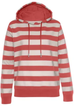 New H.I.S Kapuzensweatshirt Rot-Nougat-Gestreift