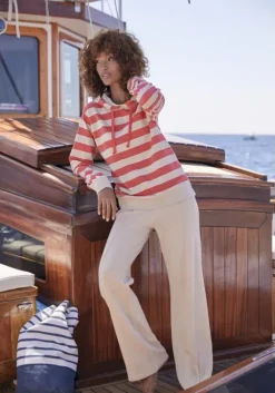 New H.I.S Kapuzensweatshirt Rot-Nougat-Gestreift
