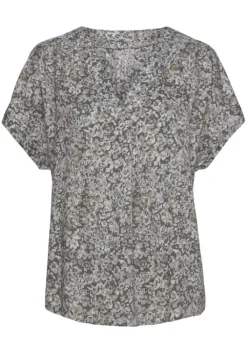 Clearance Vivance Kurzarmbluse Grau-Bedruckt