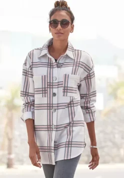 Best LASCANA Kurzjacke Grau-Rosa-Creme-Kariert