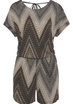 New LASCANA Kurzoverall Schwarz-Braun-Creme Bedruckt