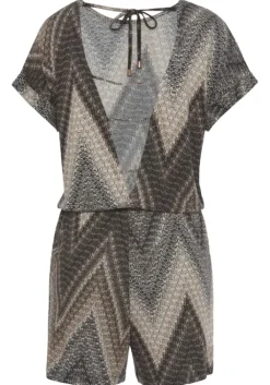 New LASCANA Kurzoverall Schwarz-Braun-Creme Bedruckt