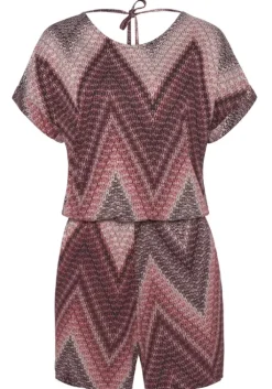 New LASCANA Kurzoverall Sand-Bordeaux Bedruckt