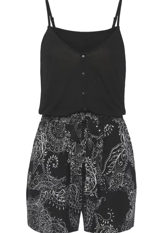 Discount Vivance Kurzoverall Schwarz-Weis Bedruckt