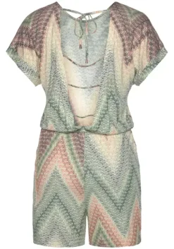 Hot LASCANA Kurzoverall Grun-Rostorange-Aubergine-Bedruckt