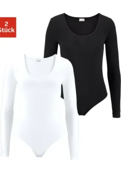 Clearance Vivance Langarmbody Schwarz, Weis