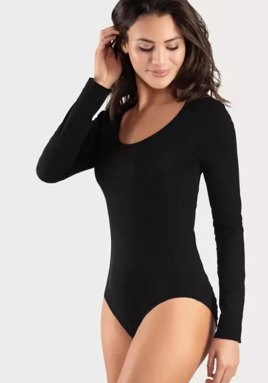 Clearance Vivance Langarmbody Schwarz, Weis