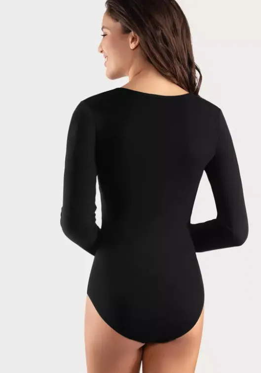 Clearance Vivance Langarmbody Schwarz, Weis