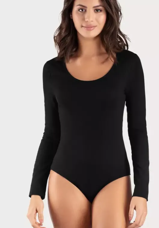 Clearance Vivance Langarmbody Schwarz, Weis
