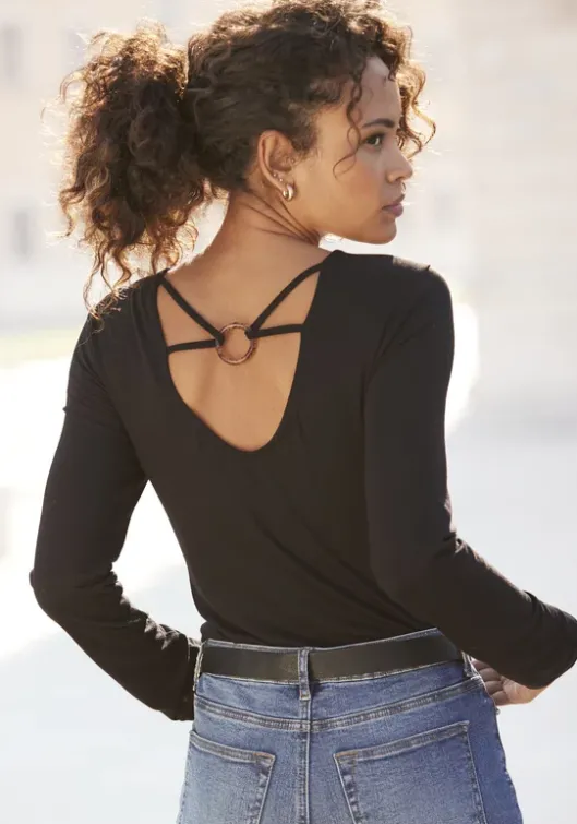 Discount LASCANA Langarmshirt Schwarz