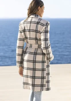 Hot LASCANA Langmantel Beige-Hellblau-Kariert