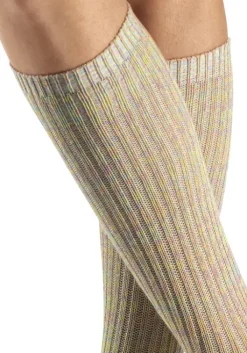 Discount LASCANA Langsocken 1X Gelb-Bunt, 1X Grun-Bunt, 1X Rot-Bunt, 1X Blau-Bunt, 1X Hellbraun-Bunt