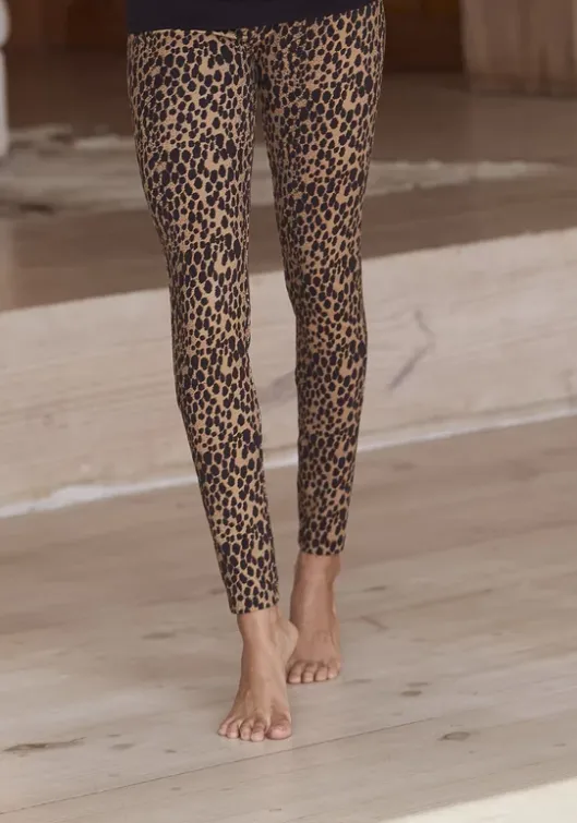 Discount Buffalo Leggings Camelfarben-Schwarz-Leo