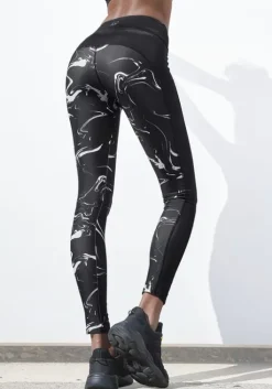 Outlet LASCANA ACTIVE Leggings"Black Marble" Schwarz-Marmoriert-Weis